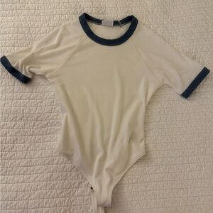 White and Blue Women's Bodysuit